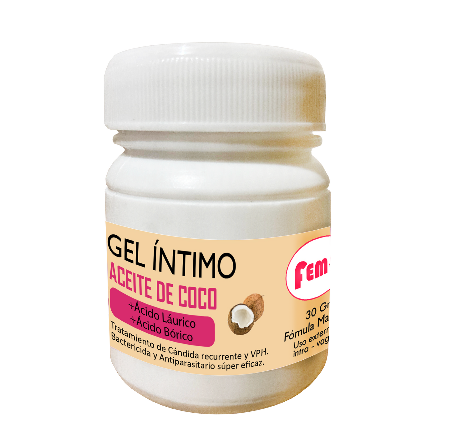 Gel íntimo de aceite de coco, acido láurico y ácido bórico