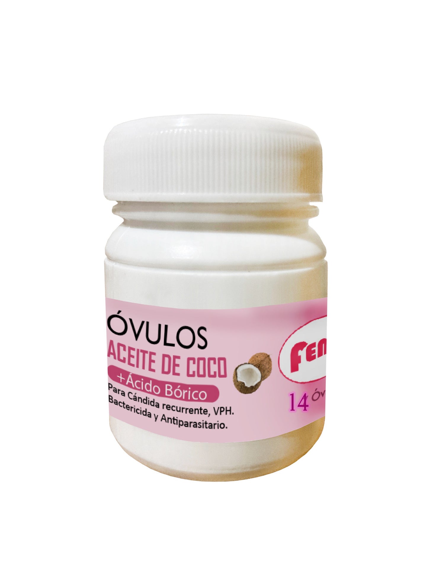 Óvulos de aceite de coco y ácido bórico frasco 14 unid.