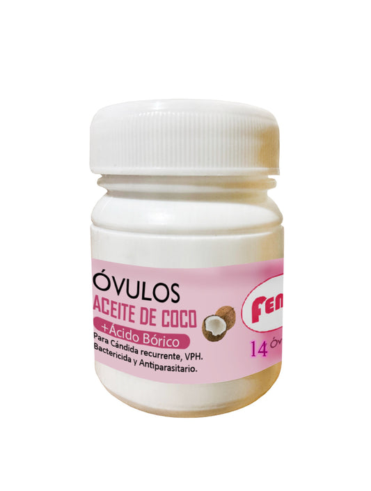 Óvulos de aceite de coco y ácido bórico frasco 14 unid.